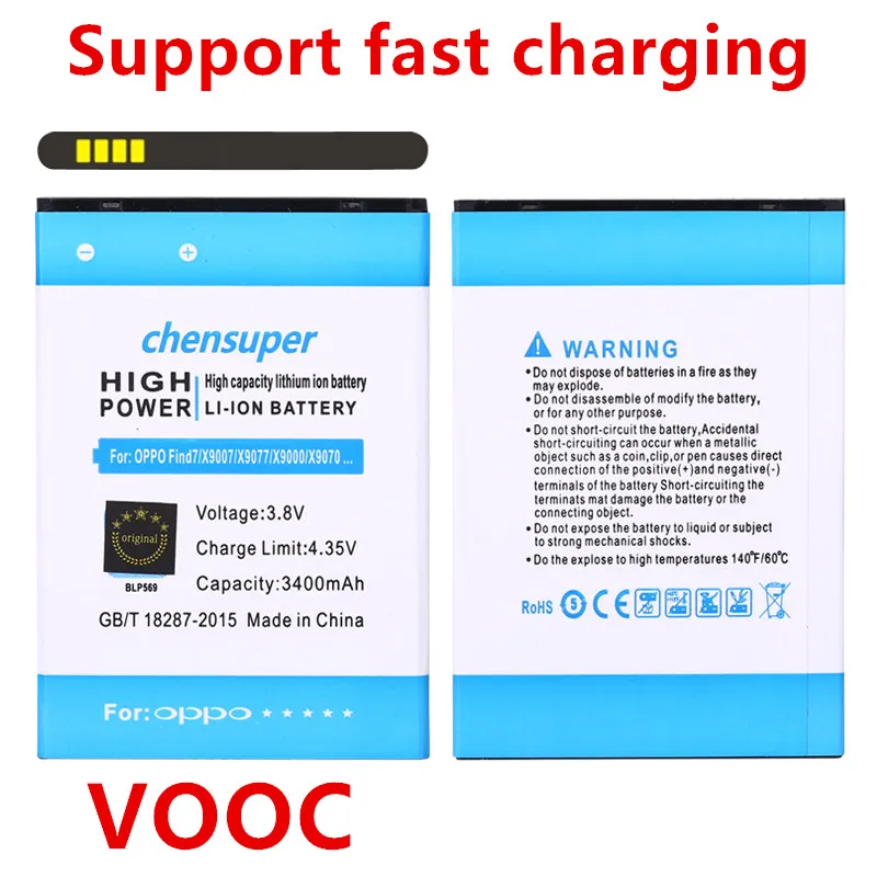 Аккумулятор VOOC 2018 мАч Find7 BLP569 / BLP575 для OPPO Find 7 X9007 X9000 X9077 X9070 аксессуары телефона