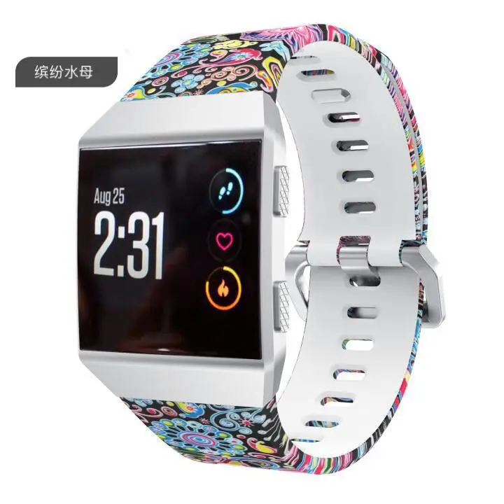 Мягкий силиконовый ремешок для часов с принтом умных Fitbit модный спортивный