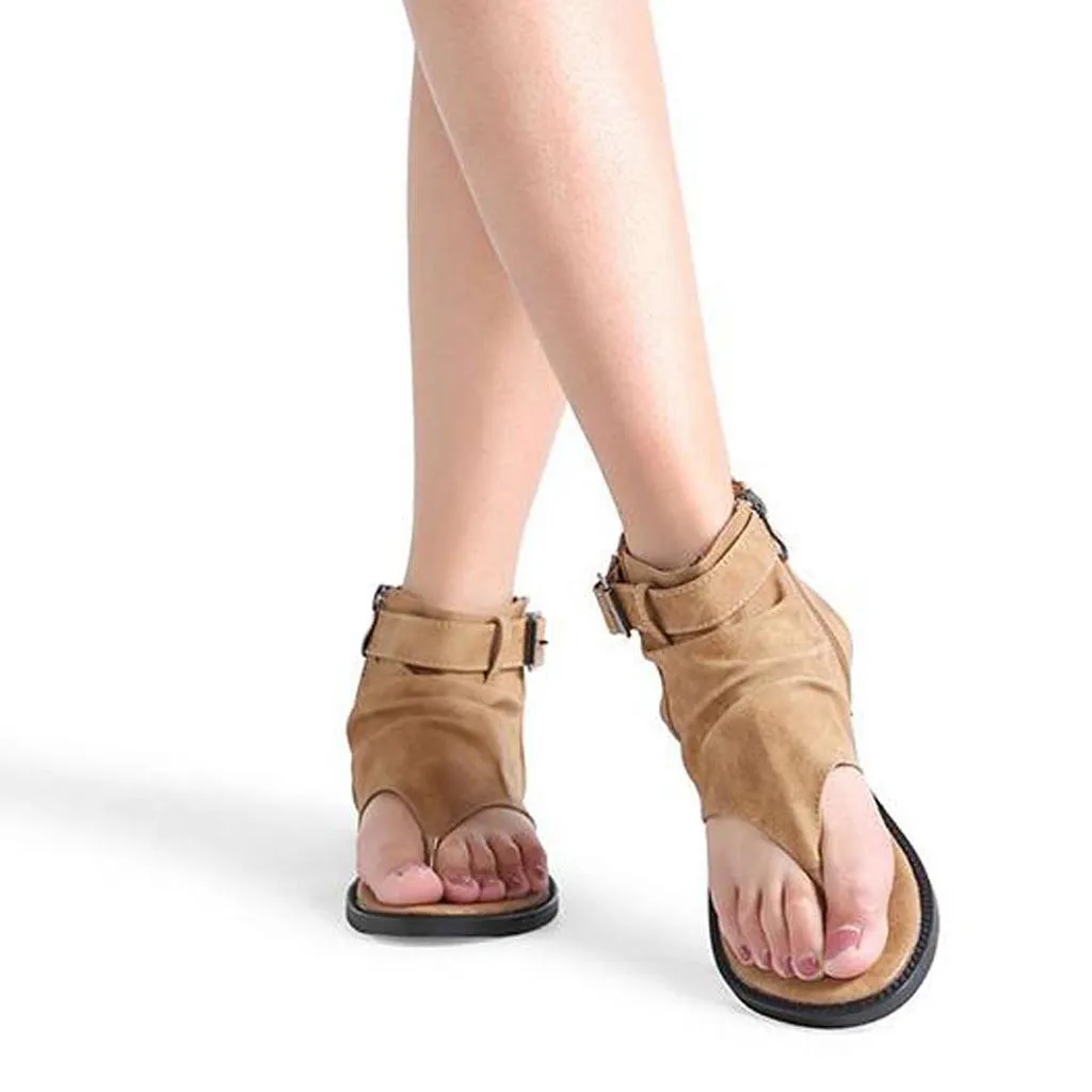 Роскошные женские туфли-гладиаторы на плоской подошве с закрытым носком модные