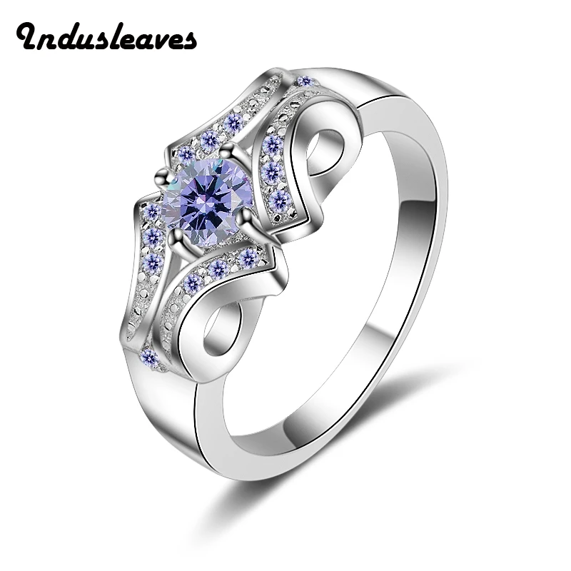 Фото Indusleaves модное ювелирное изделие новое кольцо для женщин женские фиолетовые белые
