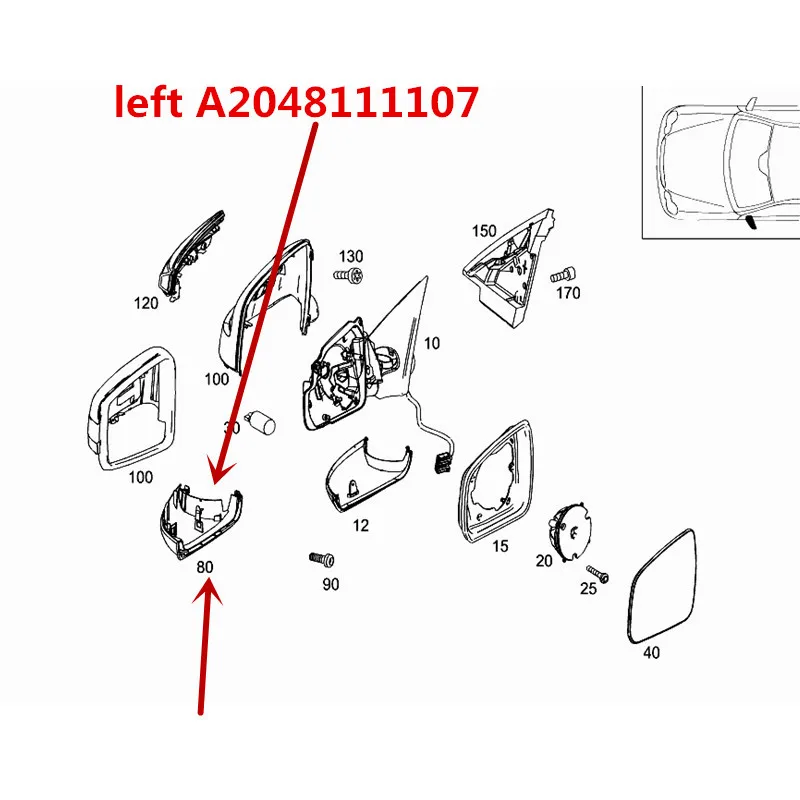 Заднее зеркало корпус 2010-mer ced es-be nzGLK260 GLK300 GLK350 C200 C180 уровень заднего вида крышка