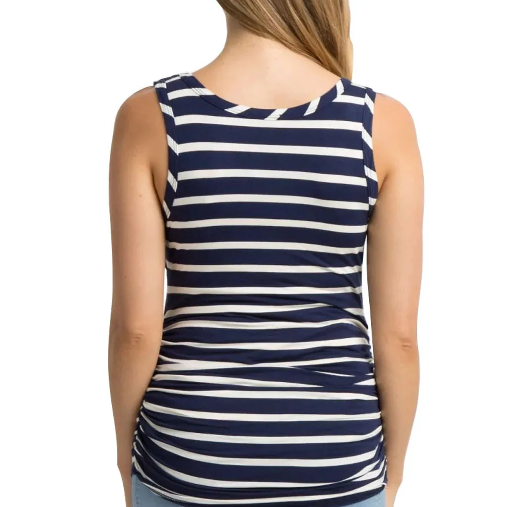 Женская одежда для беременных с круглым вырезом без рукавов полосатая грудного