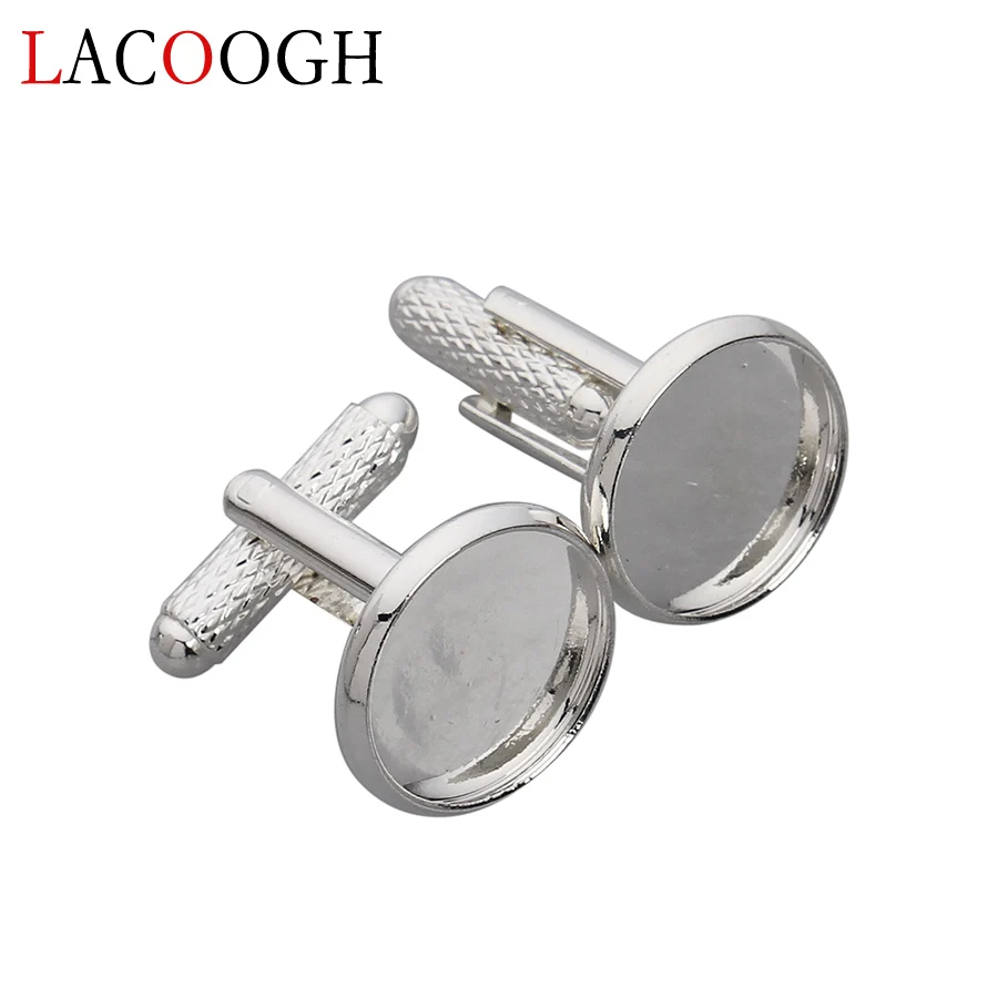 

10pcs Fashion Silver Color Cufflink Settings Cabochon Cameo Base Tray Bezel Blank for Round 14mm Cabochons DIY Handmade Craft
