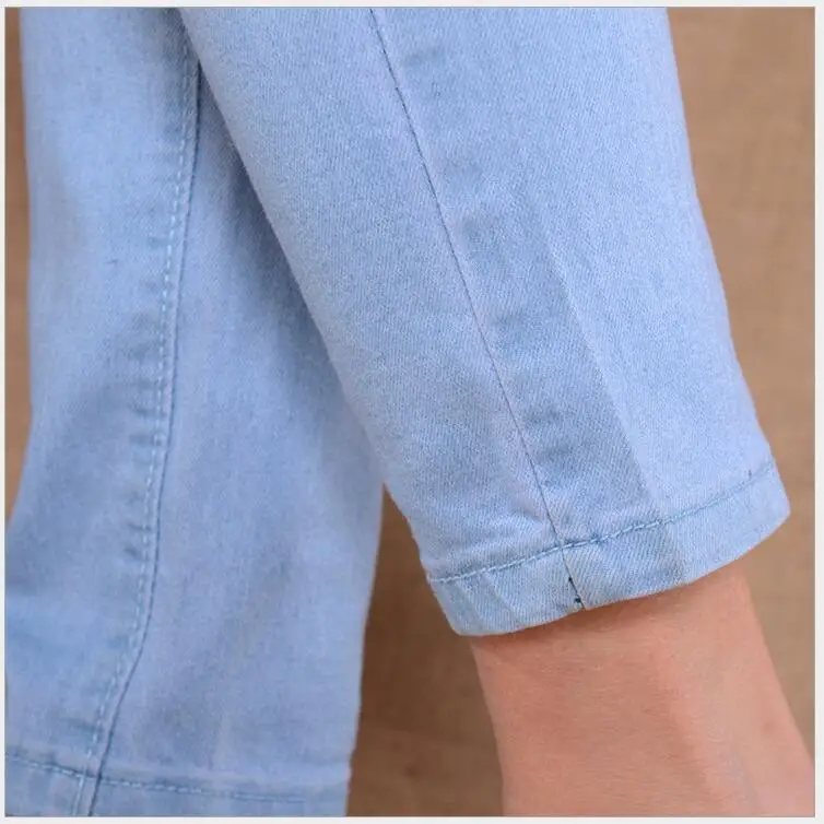 Женские эластичные джинсы небесно голубые модные повседневные брюки карандаш