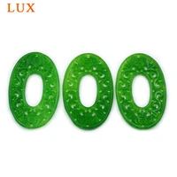 oval hollowed out green jades stone doughnut shape carved green jades slice quartz gem stone slice for jewelry diy handmade
