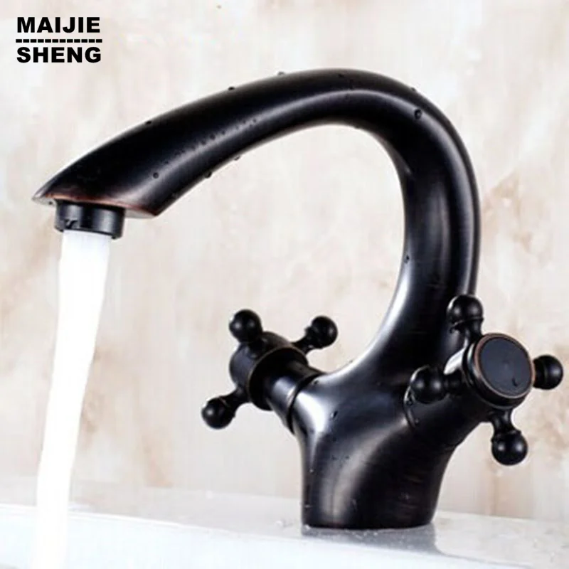 Двухрычажный Однорычажный Черный кран для ванной комнаты черный раковины