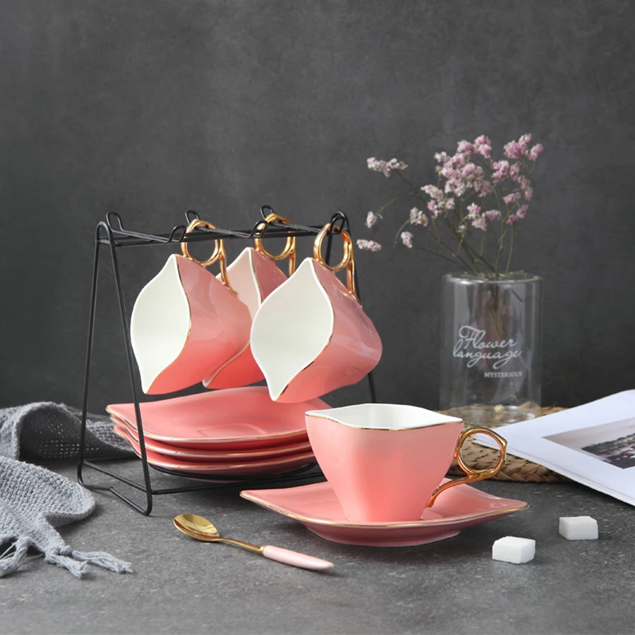 Винтажная креативная кофейная чашка блюдце фарфор керамика набор костяной