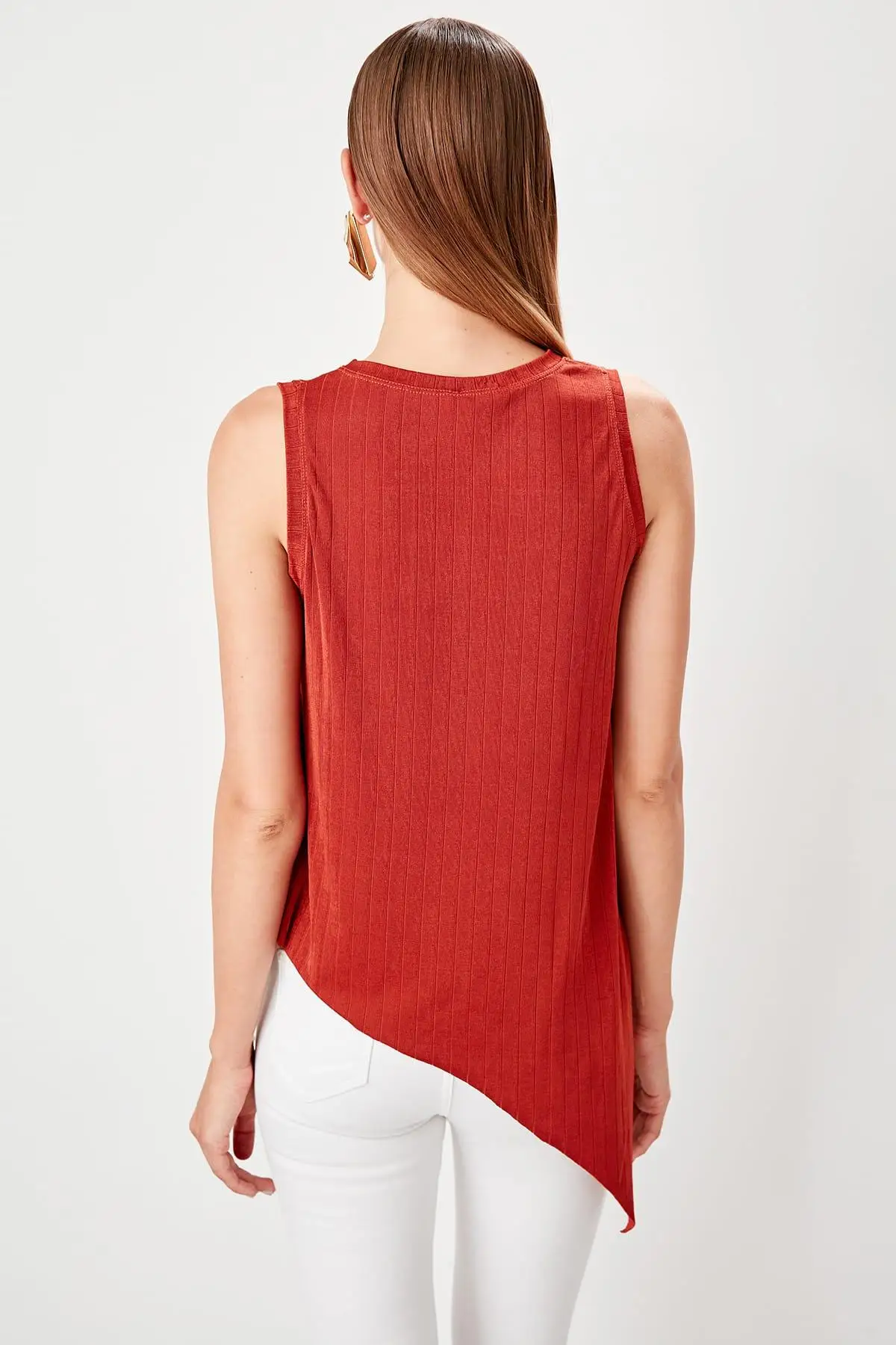 Trendyol Tile Asymmetrical Detaylı Knitted Blouse TWOAW20BZ0144 | Женская одежда