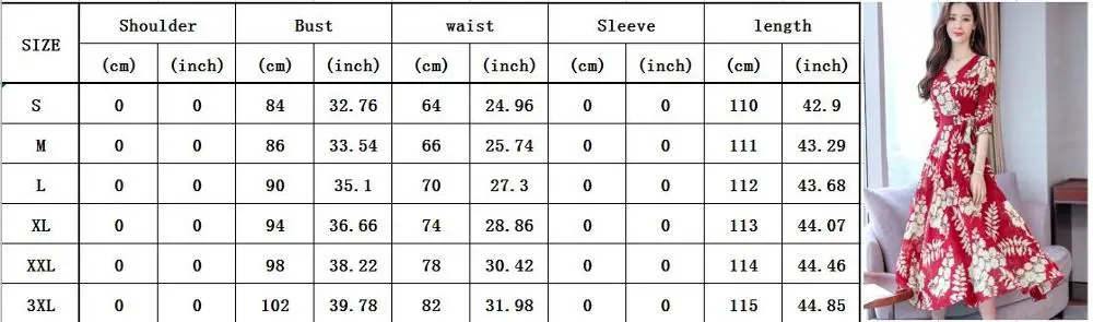 High Quality Plus Size Fashion Autumn New Arrival Collect Waist 3/4 Sleeve FeatherPrinting Woman Long V Neck Chiffon Dress