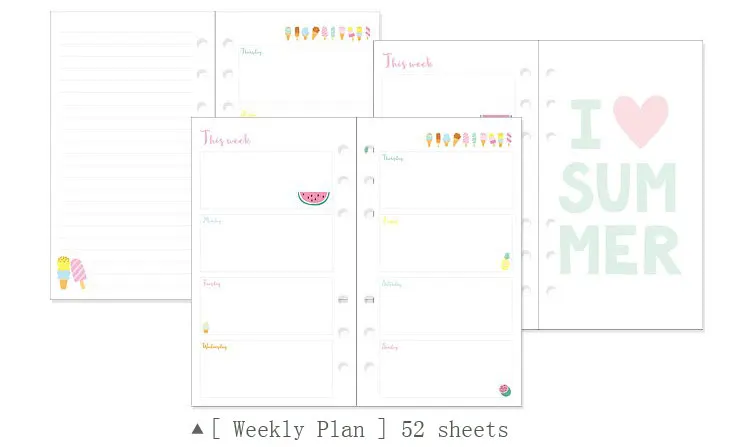 Weekly Plan Dokibook Hello Летняя серия блокнотов внутренние страницы для Lovedoki ежедневник планировщик A5 A6 A7 Еженедельный Ежемесячный план - Цвет: Weekly Plan