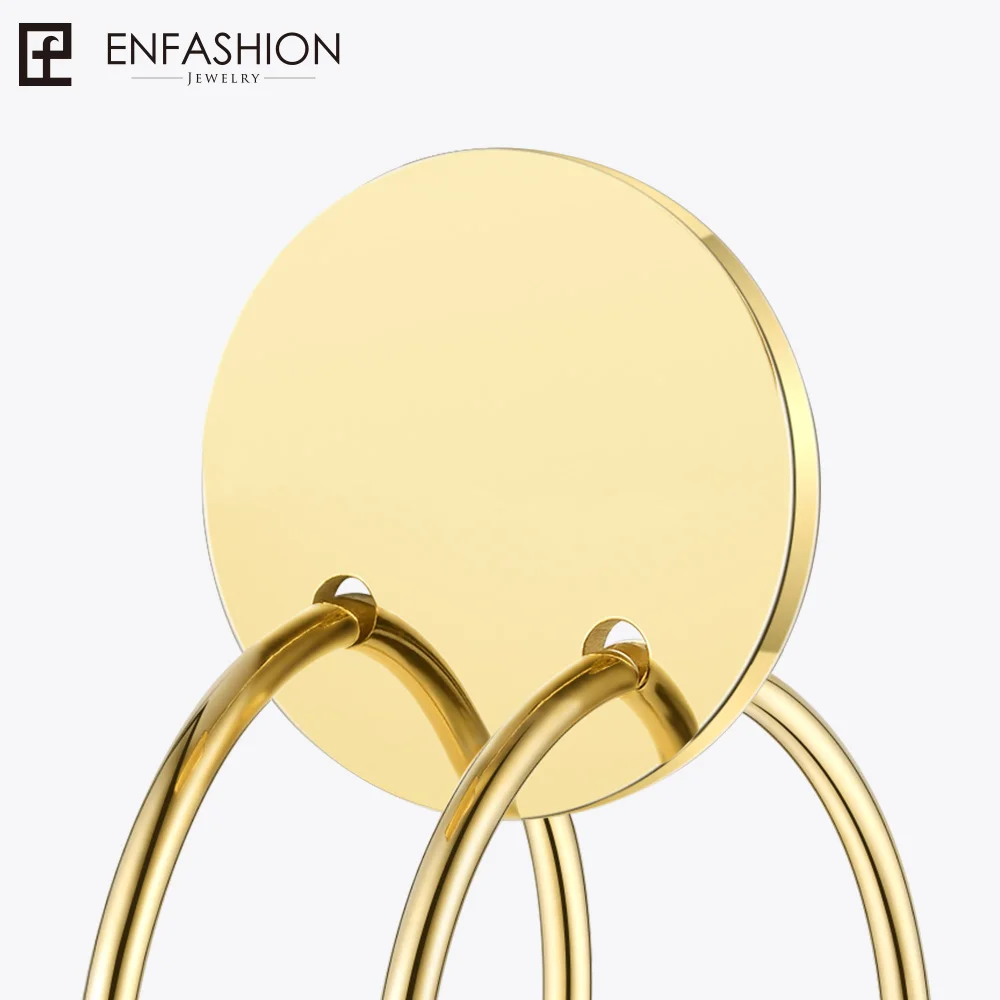 Enfashion круг линии длинные висячие серьги золотистого цвета женские с большой