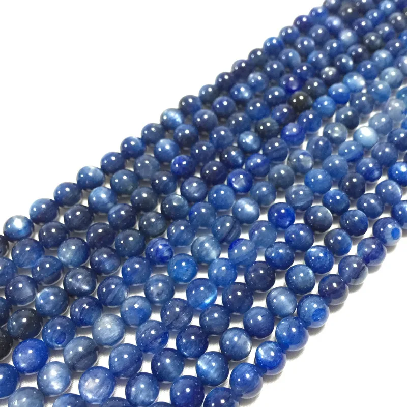Натуральный голубой кианитовый камень 6 мм Гладкие бусины 19 см/String Strong Blue Shine Non