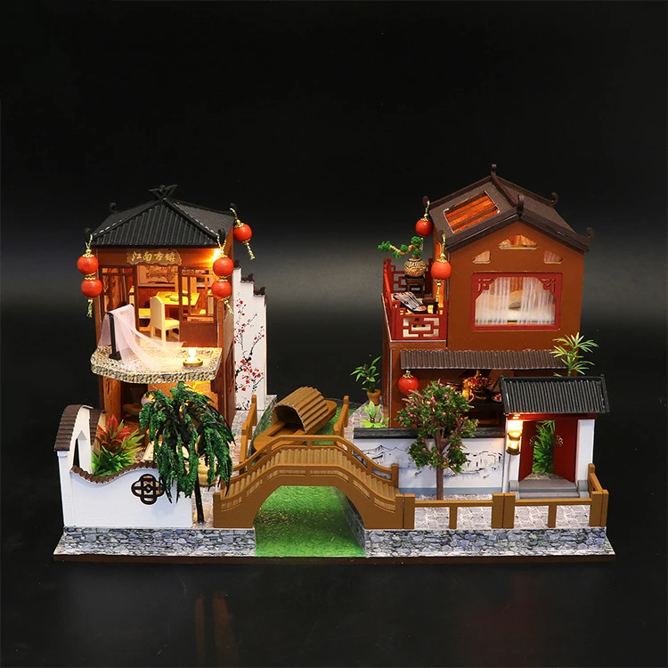 Детские игрушки Diy кукольный домик собирать деревянные Miniaturas кукольный дом мебель миниатюрный кукольный домик Головоломка Развивающие игрушки для детей