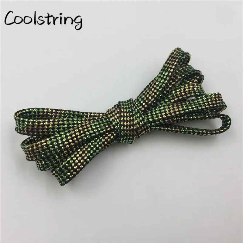 Coolstring 7 мм плоский черный белый светильник зеленые блестящие шнурки двойной слой полые шнурки для обуви клетчатые шнурки