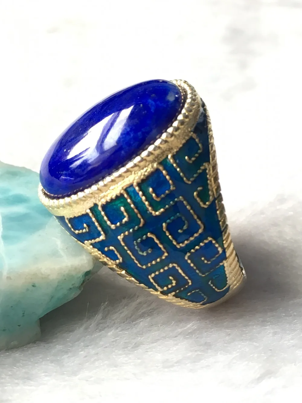 Натуральное серебряное кольцо lapis овальное 13 мм * 18 Специальное исполнение