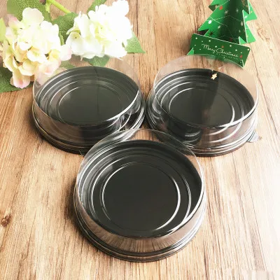 6 inch 40 шт упаковочные коробки для торта 4 дюймов 6 дюймов прозрачная коробка для торта с сыром и сыром круглая коробка для Мусса пластиковая посылка - Цвет: 6 inch
