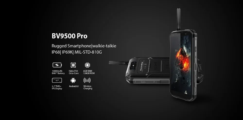 Blackview BV9500 Pro водонепроницаемый ударопрочный мобильный телефон Android 8,1 10000 мАч 6 ГБ+ 128 ГБ MT6763T Восьмиядерный FHD NFC 4G смартфон