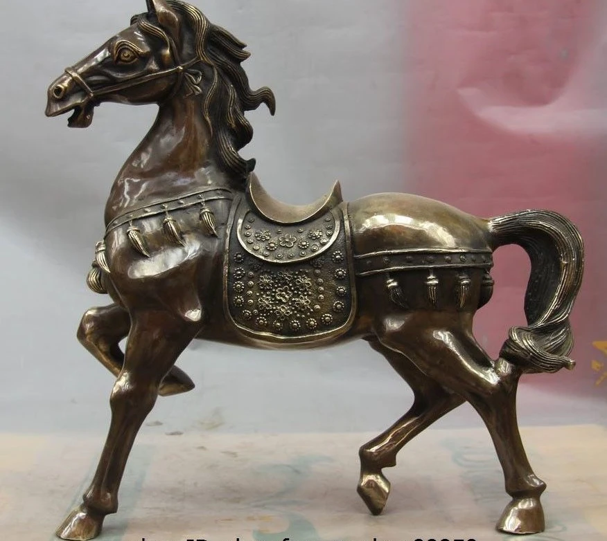 

China Bronze Copper Sculpture Lucky Fengshui Auspicious Zodiac War Horse Statue