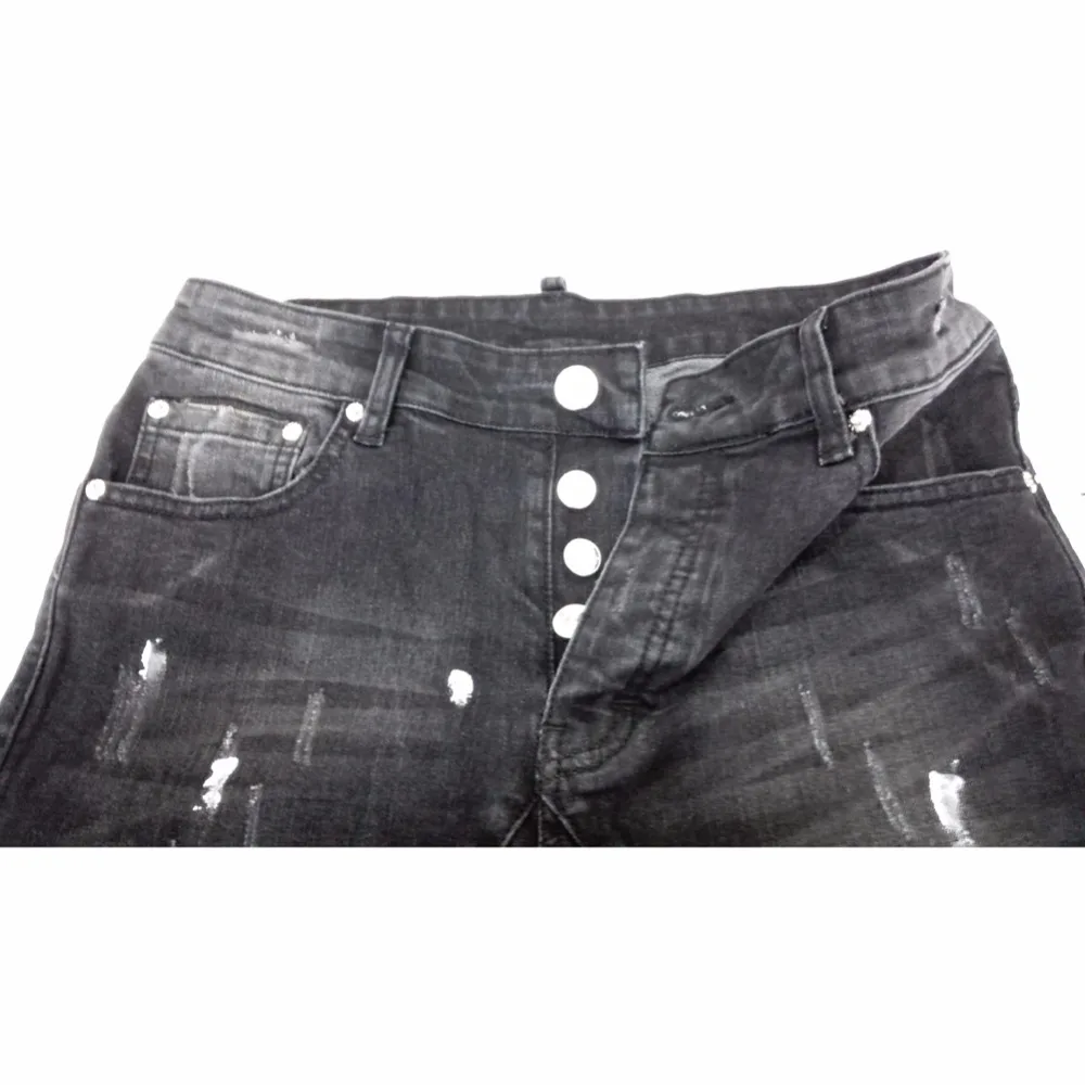 

2017 New Men Shot Wash Tidy Skinny Button Fly Biker Jeans Designer Brand Destroyed Distressed Slim Stretch Denim Jeans sT0279