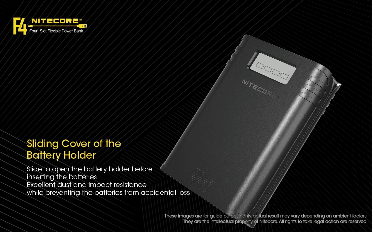 Оригинальное NITECORE F4 четырехслотовое гибкое зарядное устройство банка мощности применяется к литий-ионному/младенческому коэффициенту смерти: 18650