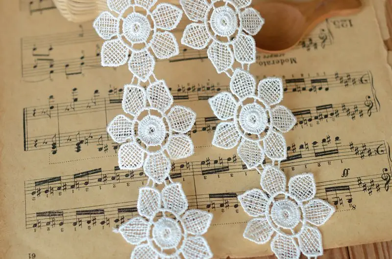 Аксессуары белые кружевные растворимые цветы ширина 5 см|lace cm|flower lacewhite lace |