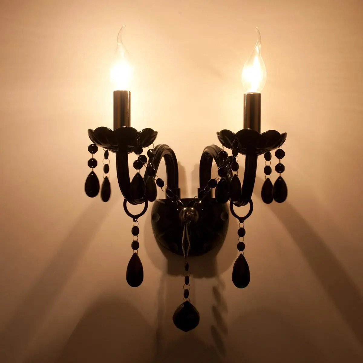 Американский входный черный стеклянный настенный светильник E14 * 2 Современный