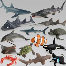 Ocean Sea Life Simulation Animal Model Sets Shark Whale Turtle Crab Dolphin Action Toys Figures Kids Educational Collection Gift