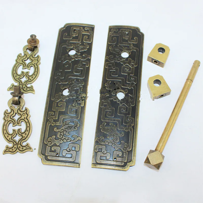 Латунный набор фурнитуры античный деревянный ящик защелка + Тяговая ручка петли