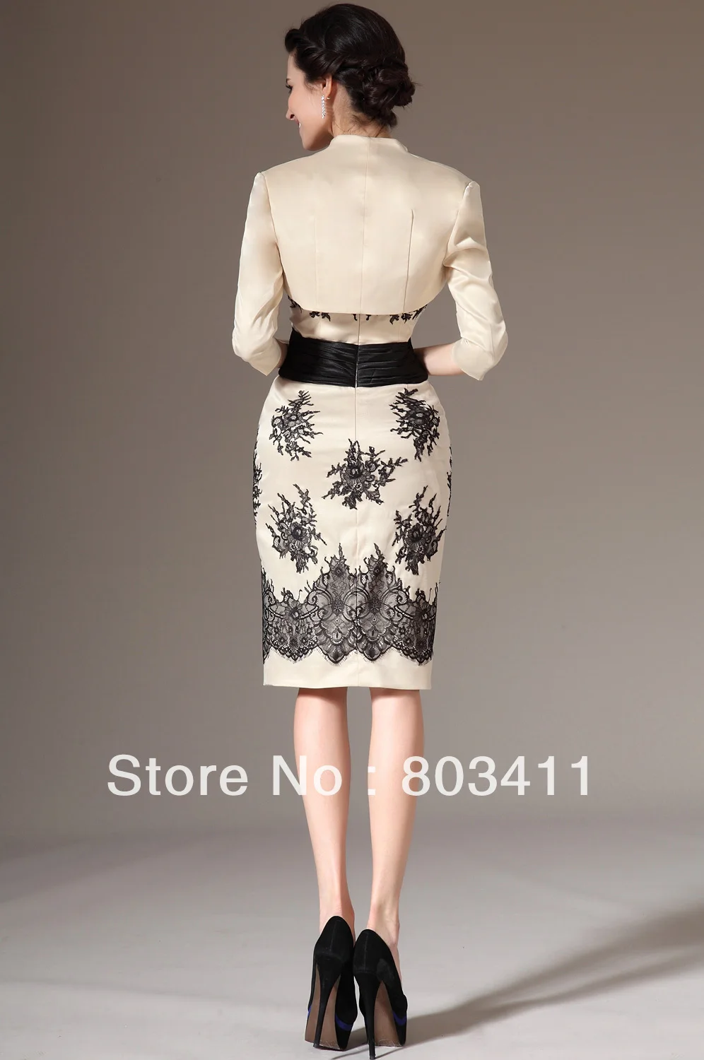 Новинка платье для матери невесты цвета шампанского из двух частей с кружевной