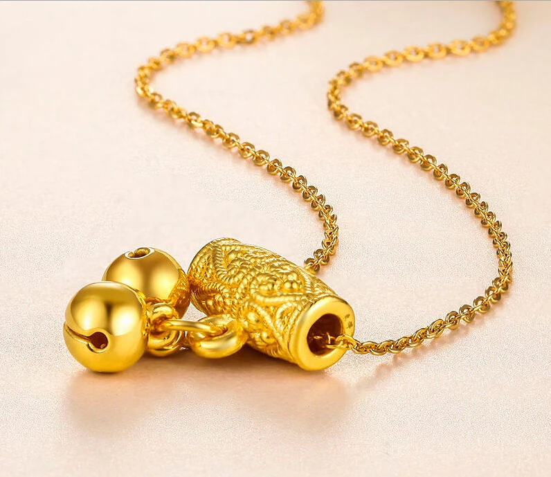 

Authentic 999 24k Yellow Gold Pendant / 3D Bless bead Belling Pendant/ 2.9g
