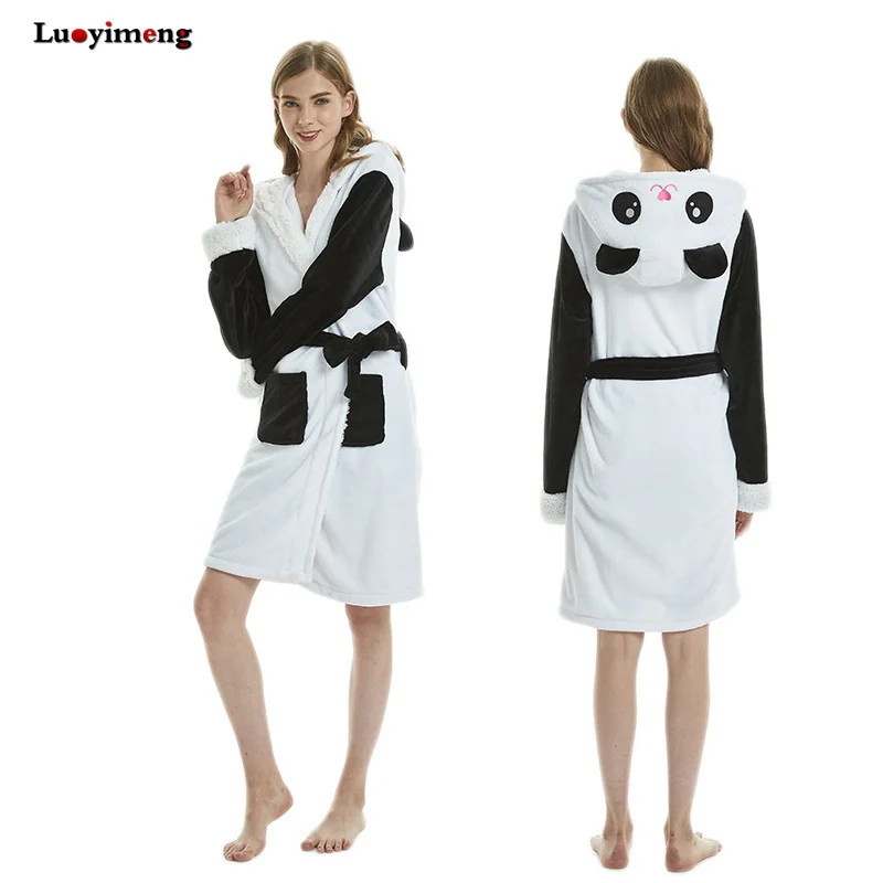 Банные халаты Kigurumi для мамы и дочки вечерние фланелевые с капюшоном рисунком