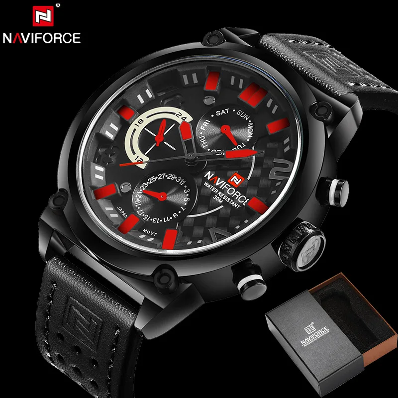 NAVIFORCE оригинальные Роскошные брендовые военные кварцевые часы мужские