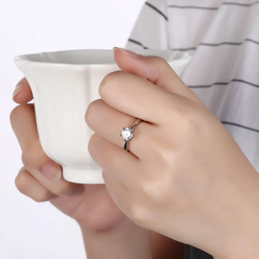 Классический Простой дизайн 6 зубец сверкающий Пасьянс имитация циркона