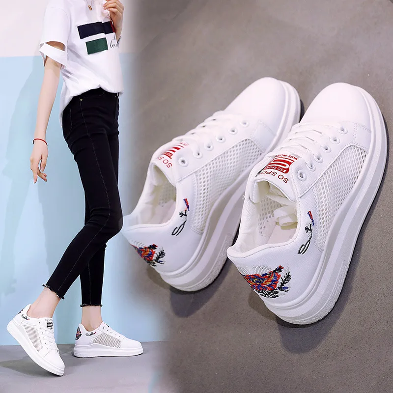 2018 летняя женская модная Повседневная Новая дышащая Белая обувь для бега