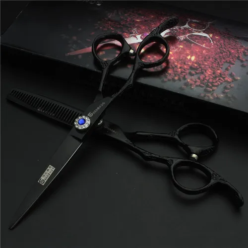 6 inch 2pc balck Левые руки парикмахерские магазинные Ножницы Профессиональные 6,0 440c ножницы для стрижки волос филировочные ножницы Клипер левая рука Tesoura - Цвет: 6 inch 2pc balck