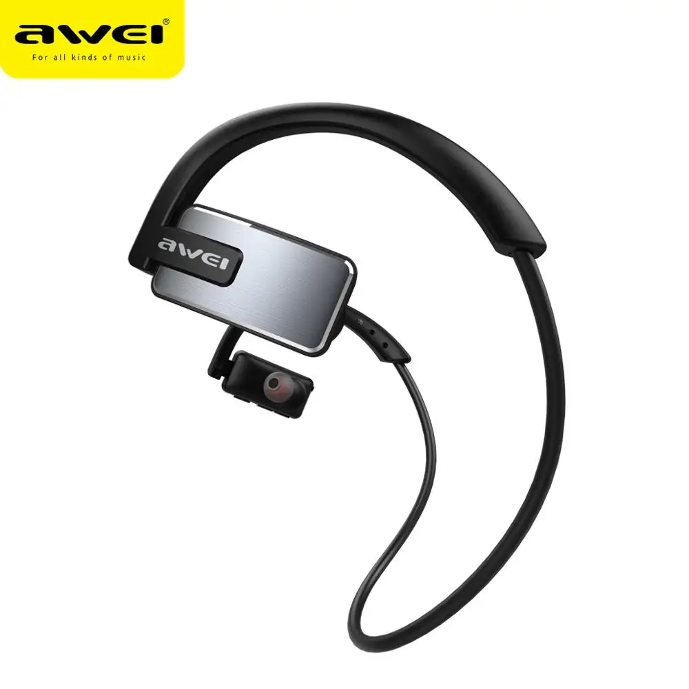 Gray AWEI A883BL Спортивные Bluetooth наушники с микрофоном бас стерео водонепроницаемые беспроводные наушники с шумоподавлением Bluetooth гарнитура - Цвет: Gray