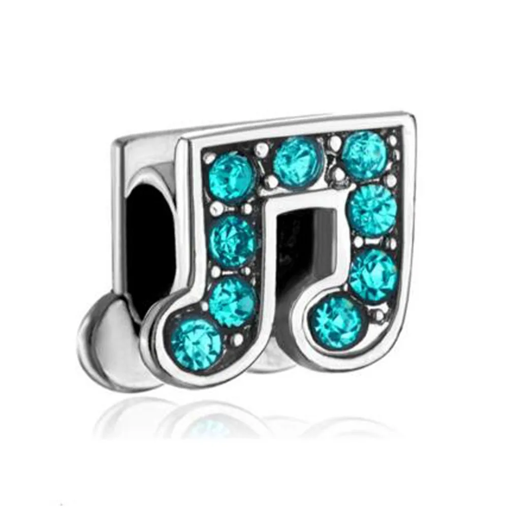 Синий кристалл музыка Шарм Примечание европейский шарик fit Pandora браслет