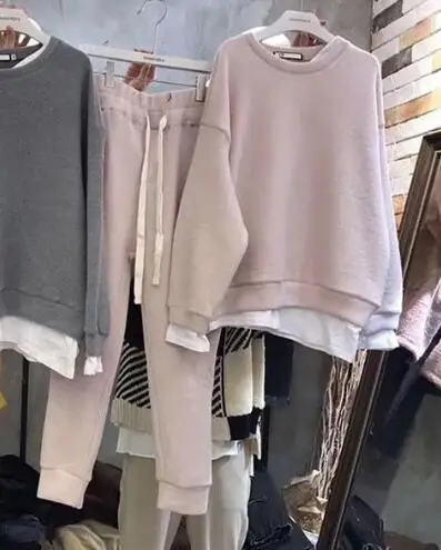 Осенний спортивный костюм с длинным рукавом утолщенные толстовки капюшоном