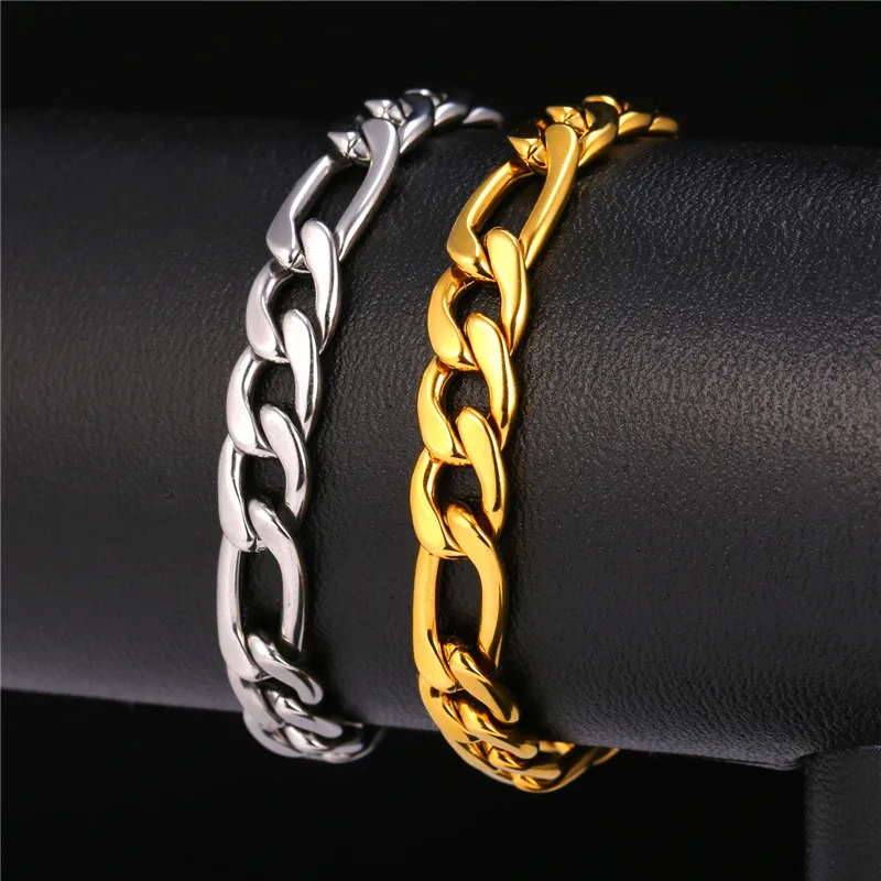 Браслеты-цепочки Figaro для мужчин и женщин модные ювелирные украшения из