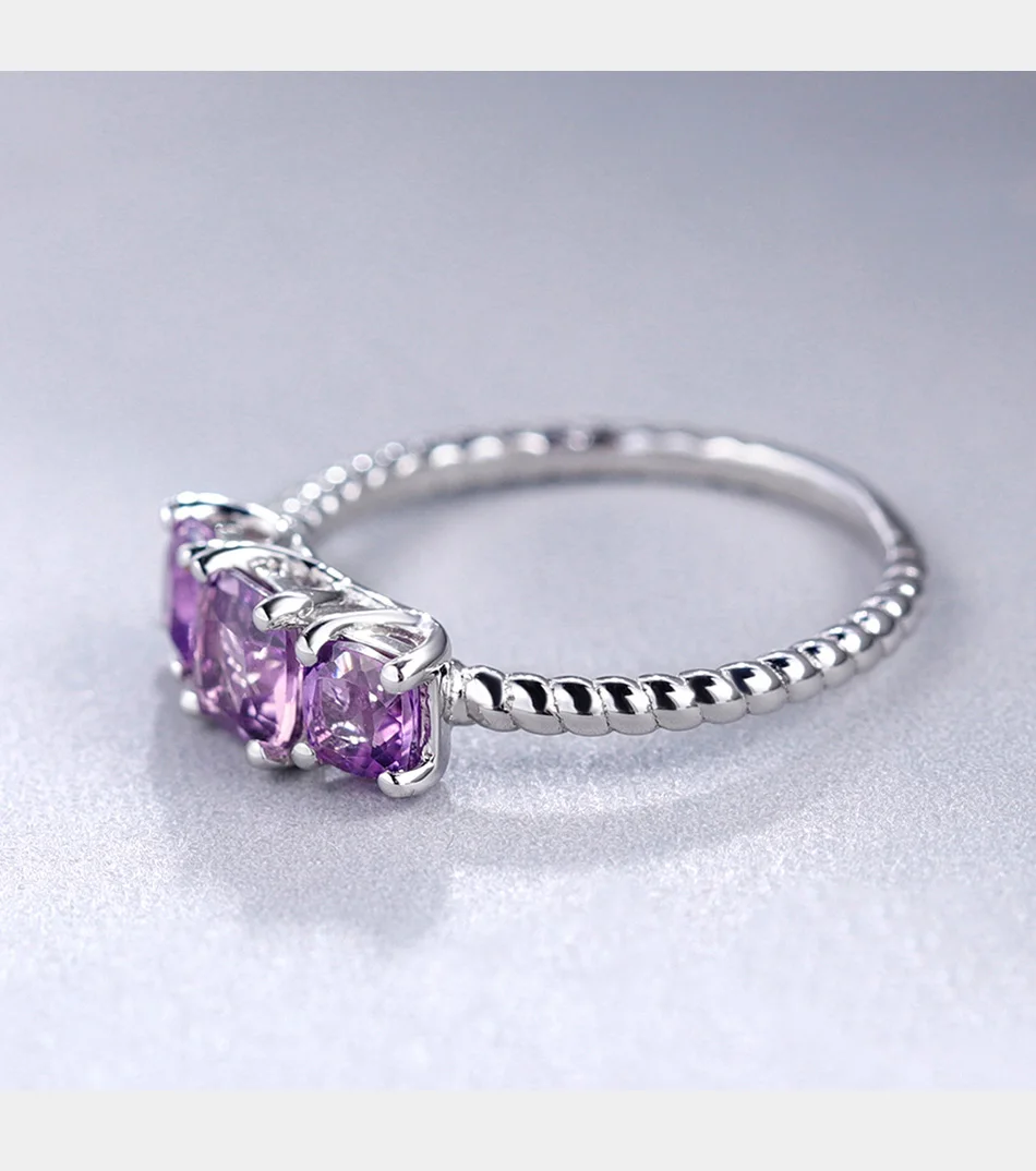 GEM'S BALLET 1.39ct натуральный аметист кольцо с тремя камнями для женщин 925 пробы Серебряный Драгоценный Камень Обручальное кольцо ювелирные изделия