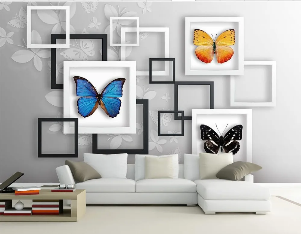 3D стереоскопические обои бабочка papel parede Настенные 3d фрески для гостиной|mural wallpaper