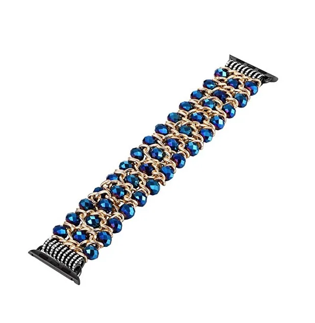 Новая мода Fastgo Apple Watch Band стильный ретро Кристалл бисера стрейч эластичный Iwatch