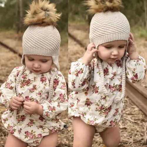 Новинка 2018 комбинезон с длинными рукавами для новорожденных девочек цветочным