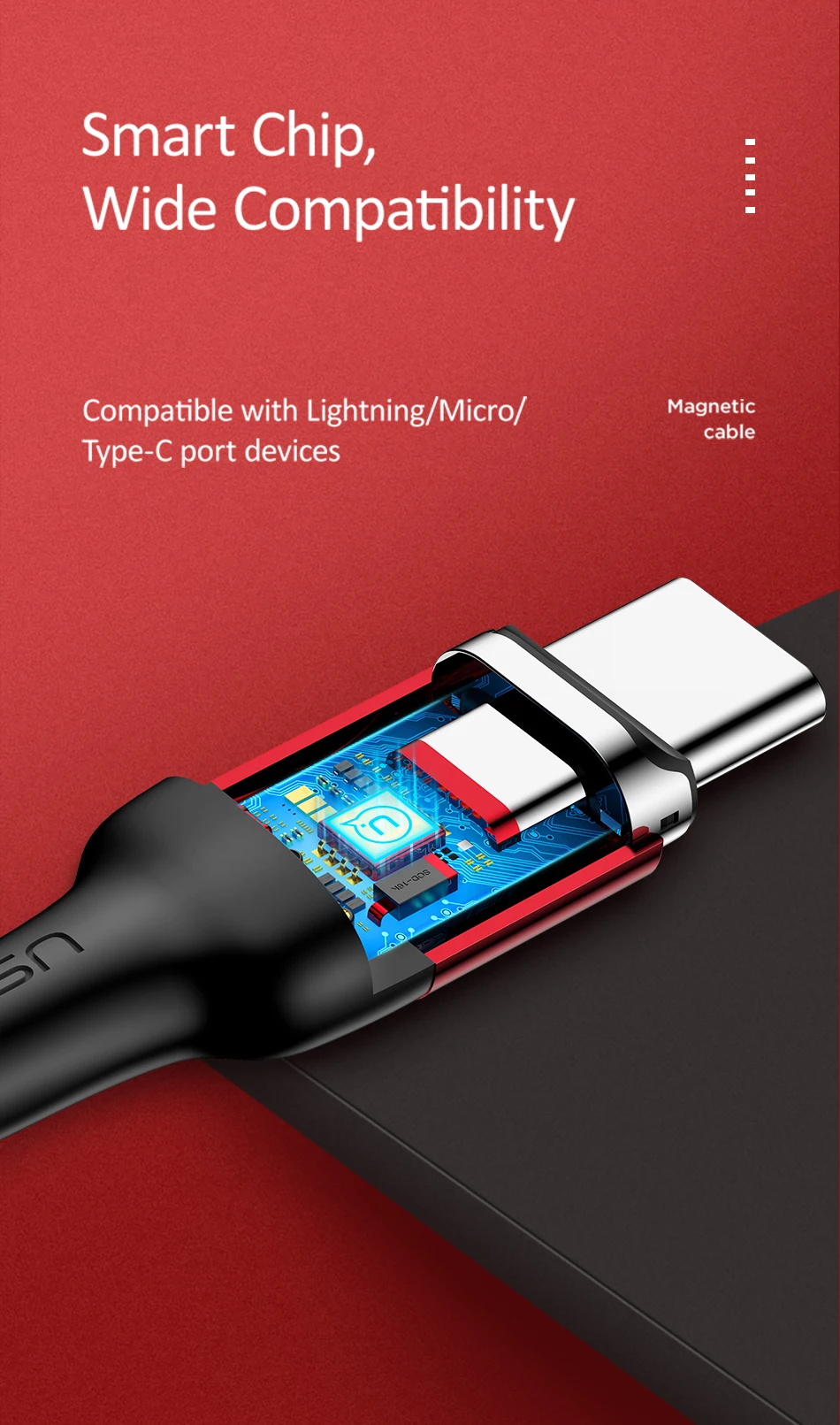 USAMS Магнитный кабель Usb type C адаптер для быстрой зарядки type-C Магнитный зарядный кабель Usb C для samsung S9 Xiaomi huawei