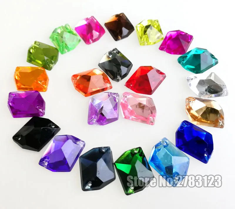 Акриловые стразы в форме льда для пришивания с двумя отверстиями аксессуары