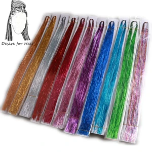 Desire для волос сверкающий bling 22 дюйма синтетические волосы мишура для вечерние и ночных клубов; Цвет золотистый, серебристый переливаются разными цветами