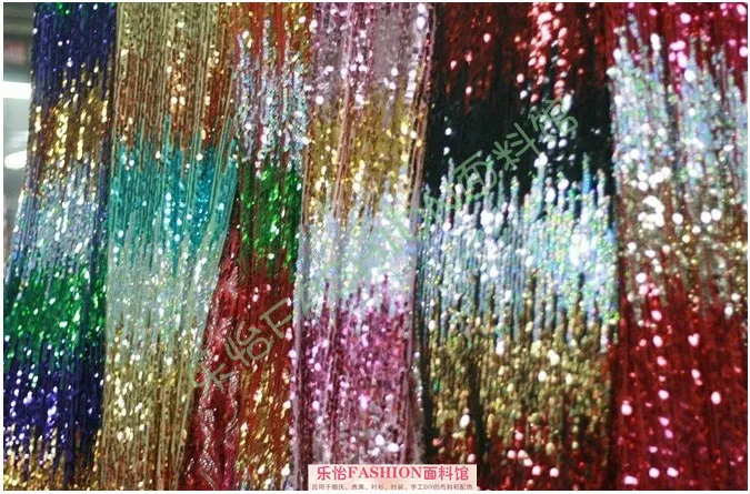 YACKALASI 2 года/партия кружевная ткань с блестками полосатая цветная яркая