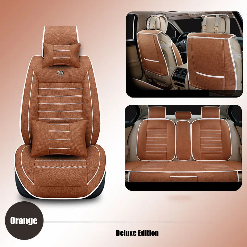 Универсальные автомобильные чехлы на сиденья льняные для Nissan Qashqai Note Murano March Almera