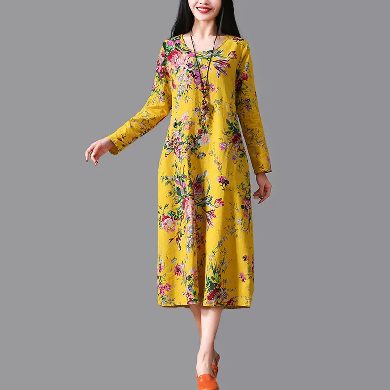 Женское винтажное платье в этническом стиле бохо длинное хлопковое с