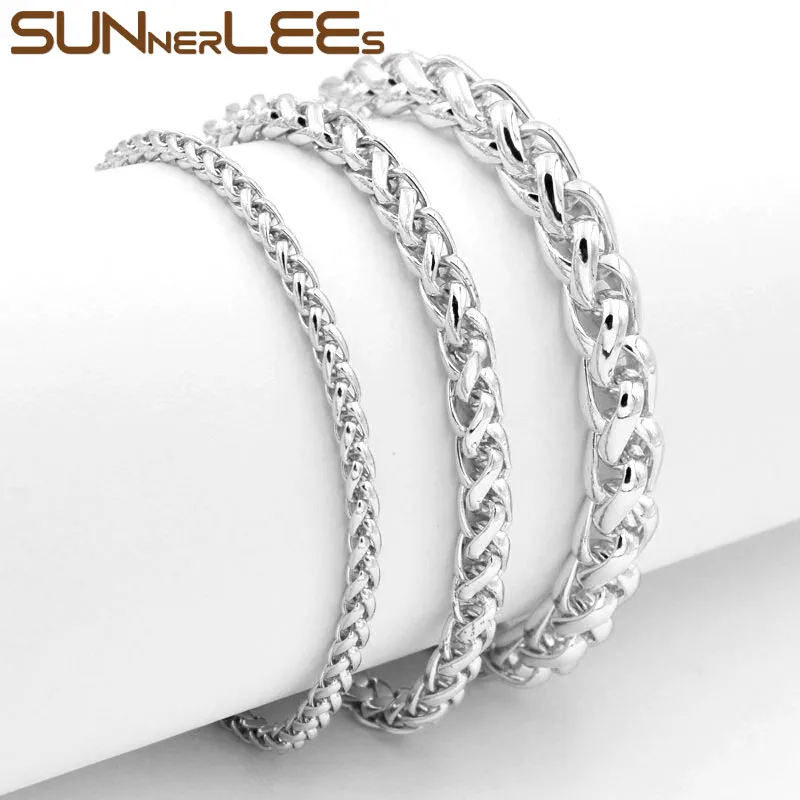 SUNNERLEES Модные Ювелирные изделия Белый Розовый золотой цвет браслет 3 мм ~ 7